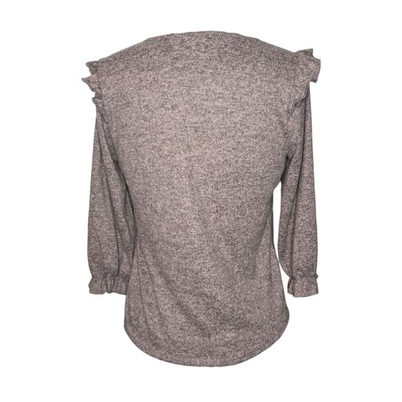 Women's Adrienne Vittadini Mauve Ruffle Soft Sweater, Size Large - Picture 5 of 8